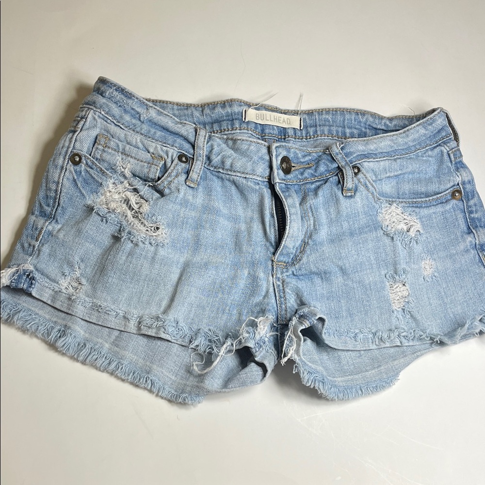 Bullhead Junior’s Light Blue Distressed Denim Shorts